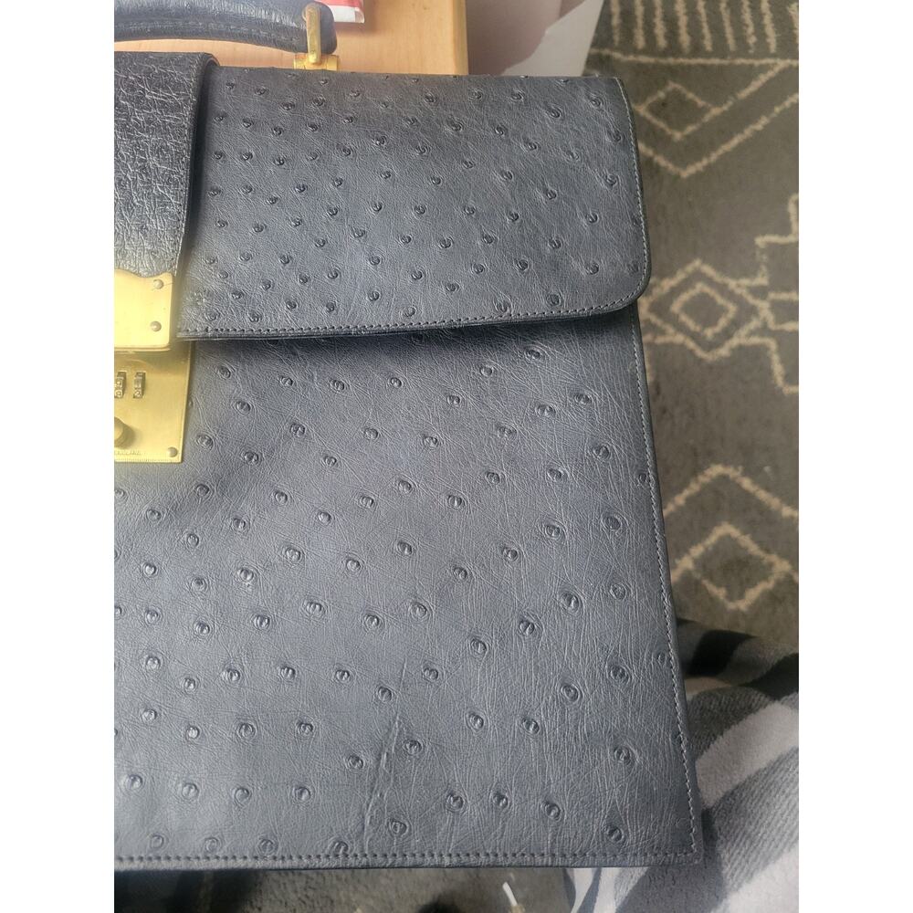Vintage Madler Ostrich Black Leather Full Size Briefcase - Picture 4 of 16